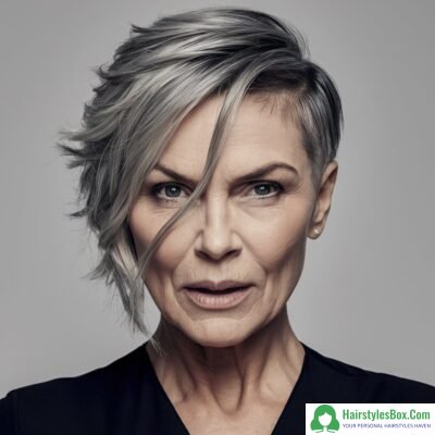 Asymmetrical Pixie Hairstyle for Women Over 50