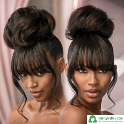 Curtain Bangs with a Bun