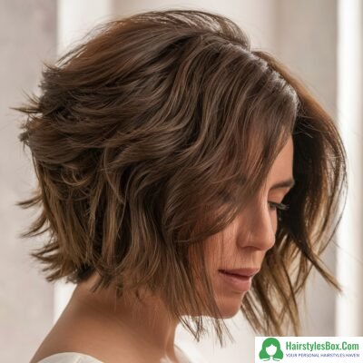 Feathered Stacked Bob For Thick Hair