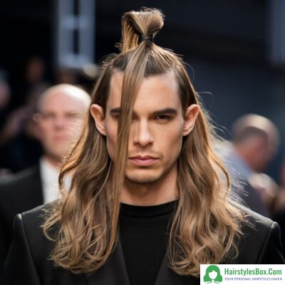 Half-Up, Half-Down Long Hairstyle for Men