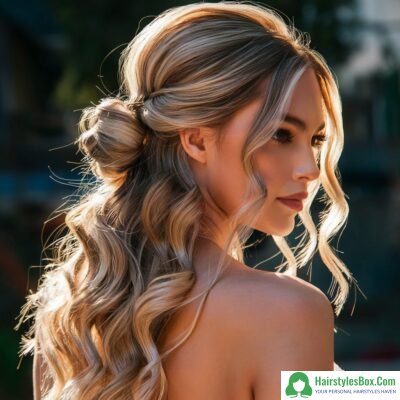 Half-Up, Half-Down Updos Hairstyle for Ladies