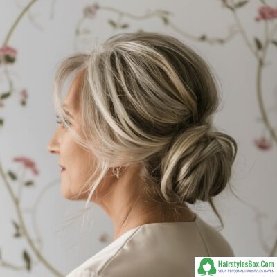 Low Bun Hairstyle for Women Over 60