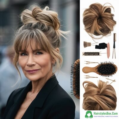 Messy Bun Hairstyle for Women Over 50