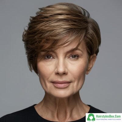 Short Textured Pixie Hairstyle for Women Over 50