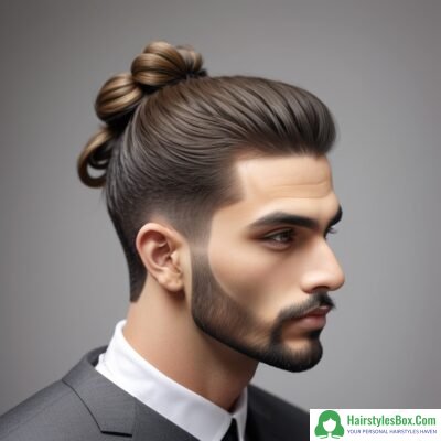 Wolf Cut with a Man Bun Hairstyle