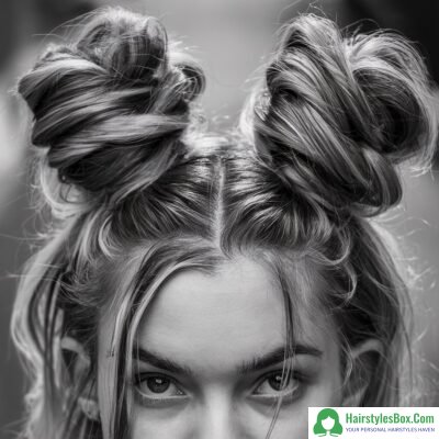 Space Buns Hairstyle for Greasy Hair