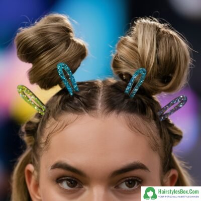 Space Buns Hairstyle for Greasy Hair