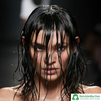 Wet Look Hairstyle for Greasy Hair